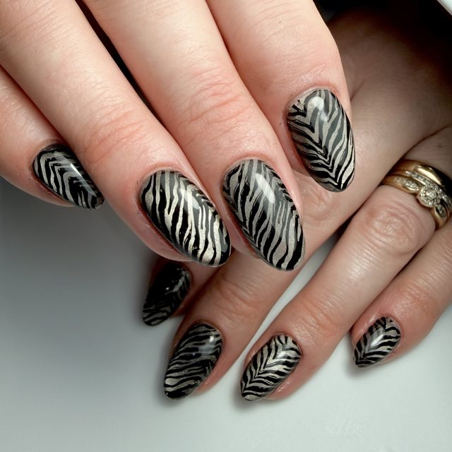 Black and white zebra nail art by The Nail Editor